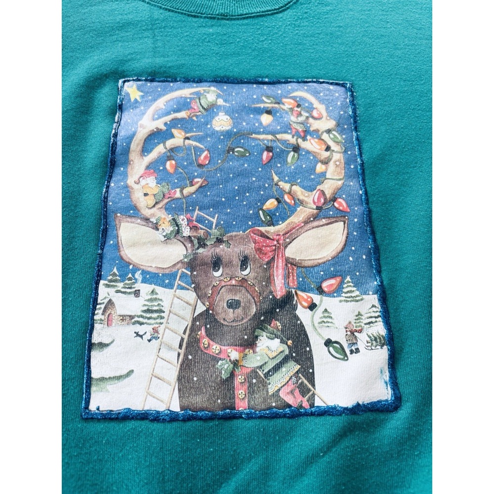 Vintage 90s Lee Sturdy Sweats "Heavyweight" Reindeer Christmas Sweatshirt Large